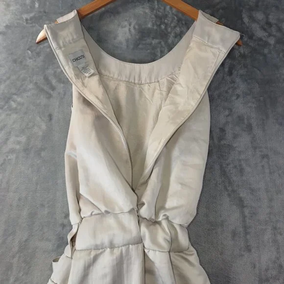 Chico's Womens Cream Sleeveless Belted Sheath Dress Pockets Size 1(S) Scoop Neck - Picture 5 of 9